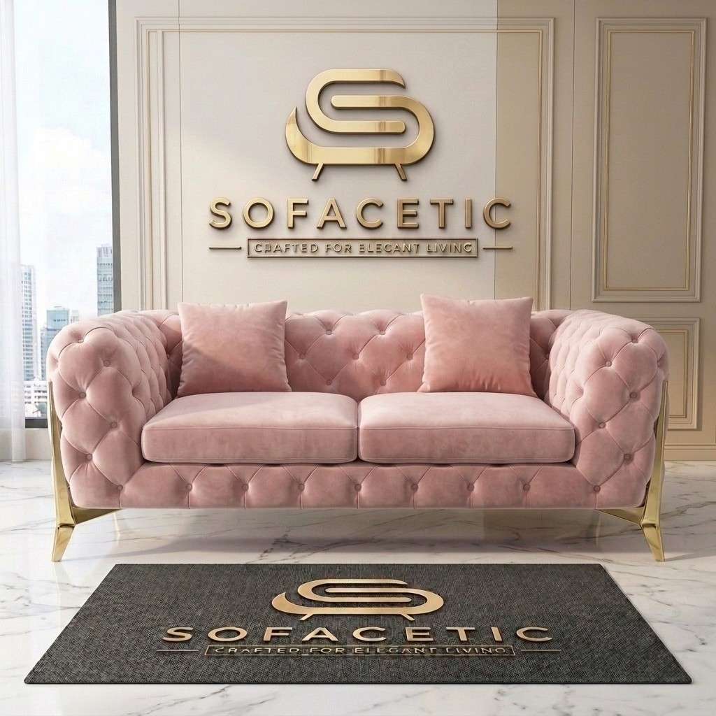 Italian Plush Velvet Fabric Chesterfield Sofa Set