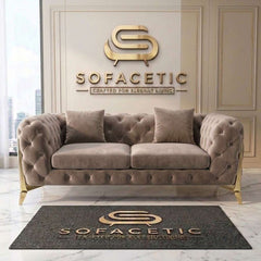 Italian Plush Velvet Fabric Chesterfield Sofa Set