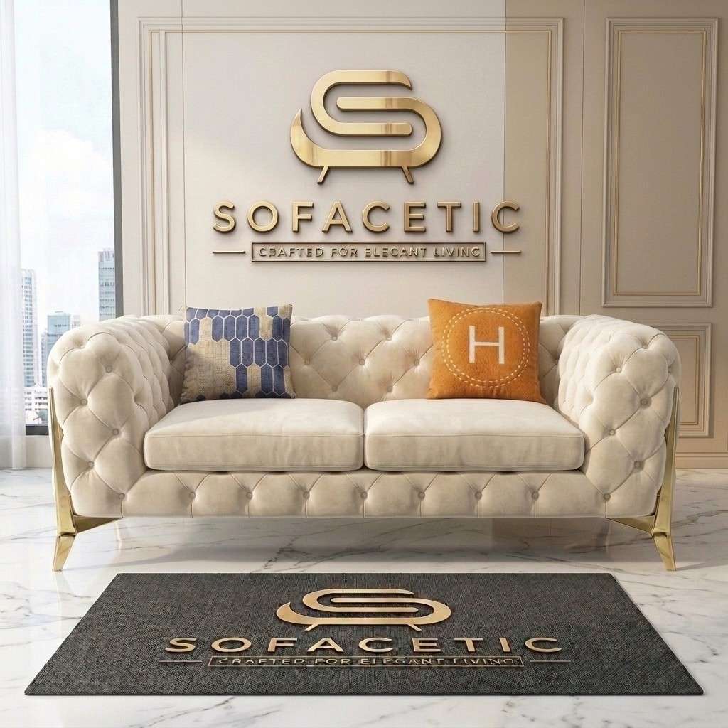 Italian Plush Velvet Fabric Chesterfield Sofa Set
