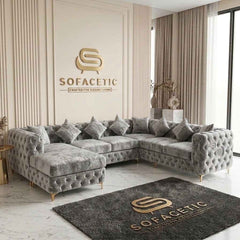 Italian Crush Velvet Fabric Chesterfield Sofa Set