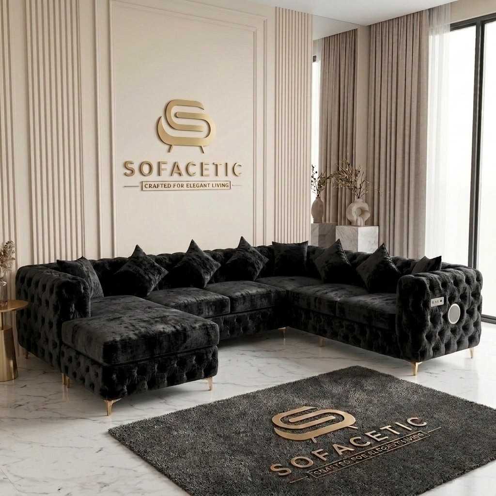 Italian Crush Velvet Fabric Chesterfield Sofa Set