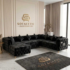 Italian Crush Velvet Fabric Chesterfield Sofa Set