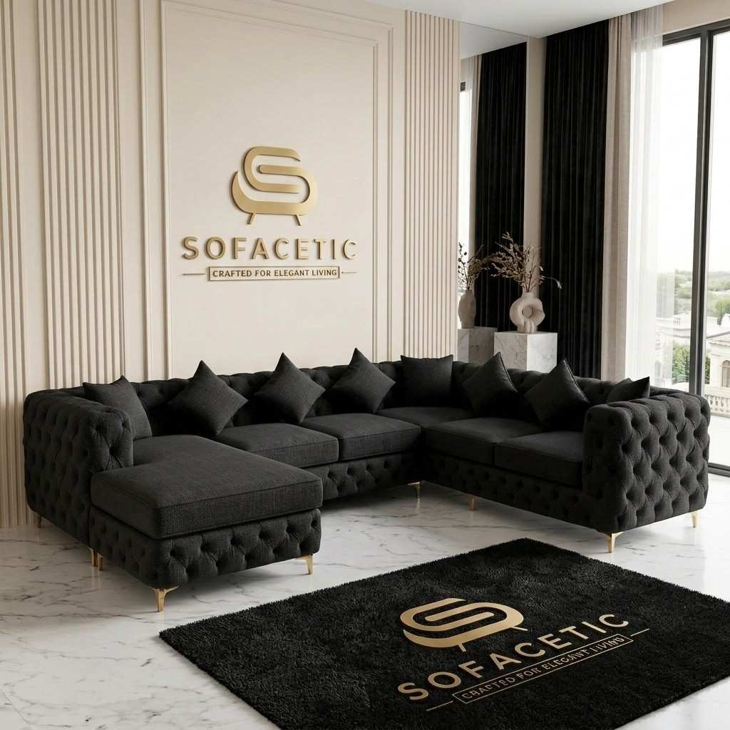 Italian Chenille Fabric Chesterfield Sofa Set