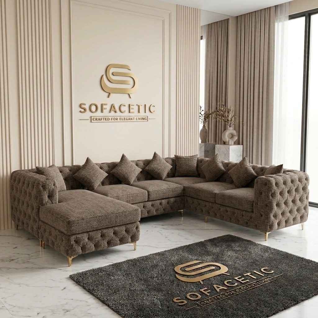 Italian Chenille Fabric Chesterfield Sofa Set