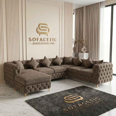 Italian Chenille Fabric Chesterfield Sofa Set