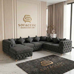 Italian Chenille Fabric Chesterfield Sofa Set