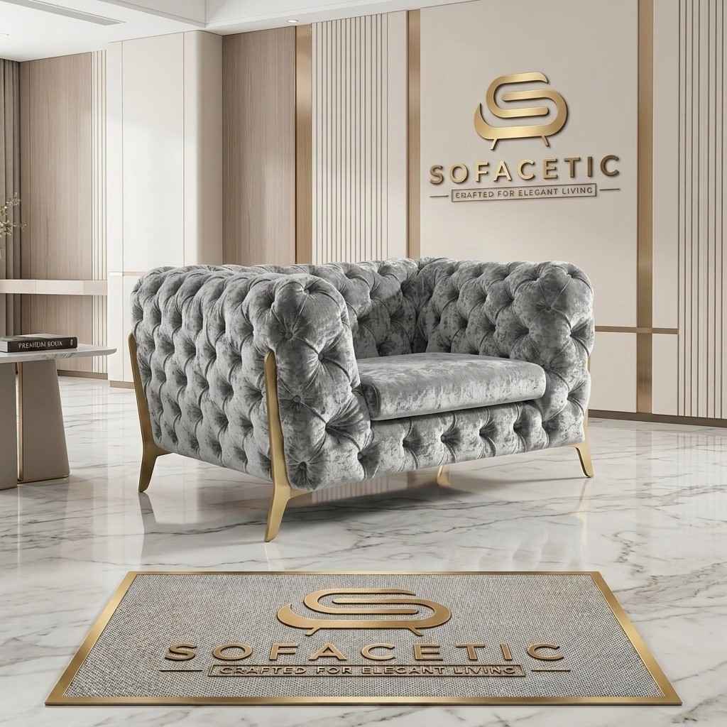 Italian Crush Velvet Fabric Chesterfield Sofa Set