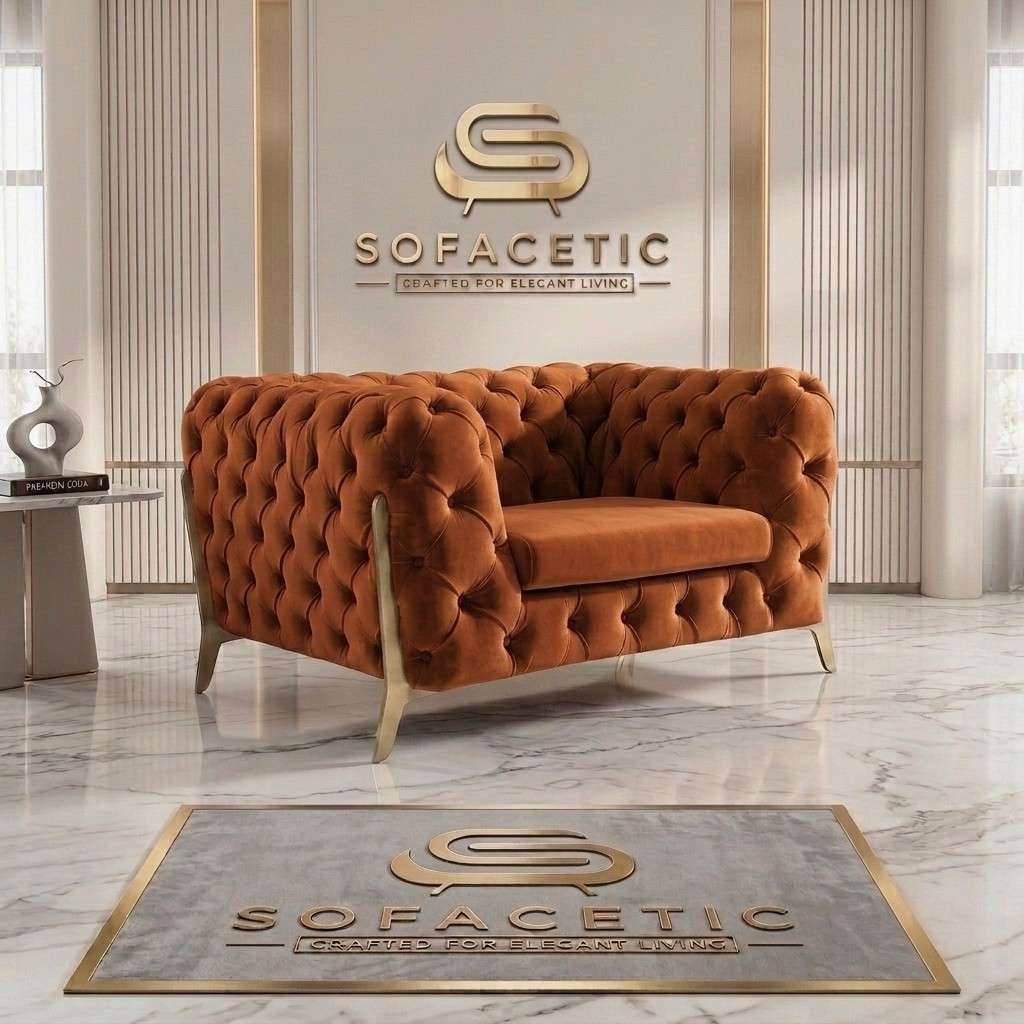 Italian Plush Velvet Fabric Chesterfield Sofa Set