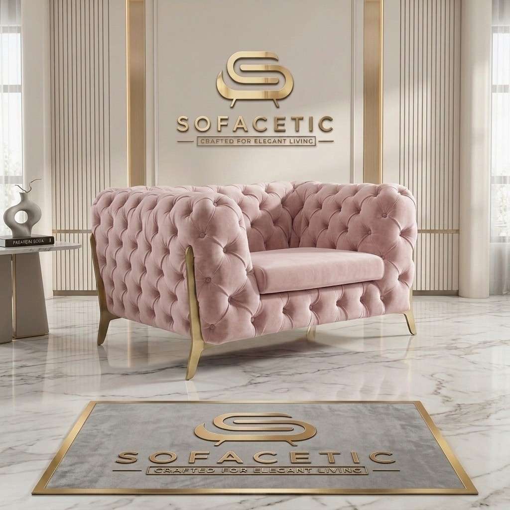 Italian Plush Velvet Fabric Chesterfield Sofa Set