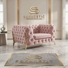 Italian Plush Velvet Fabric Chesterfield Sofa Set