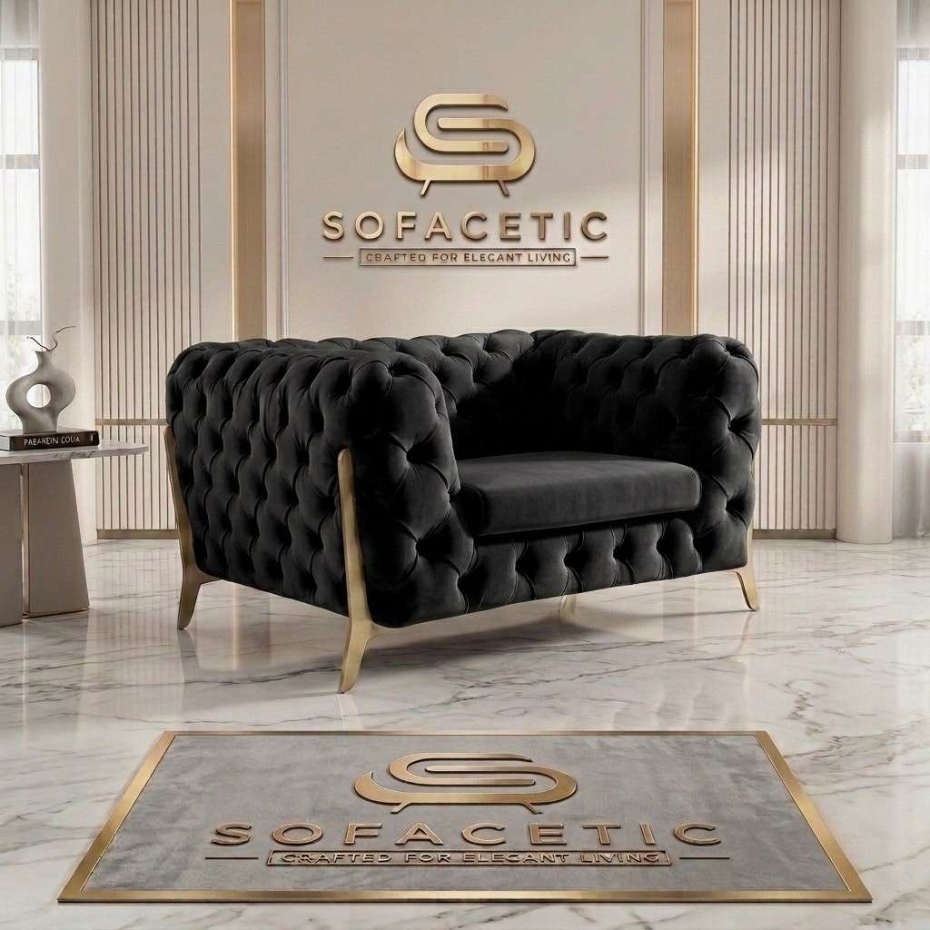 Italian Plush Velvet Fabric Chesterfield Sofa Set