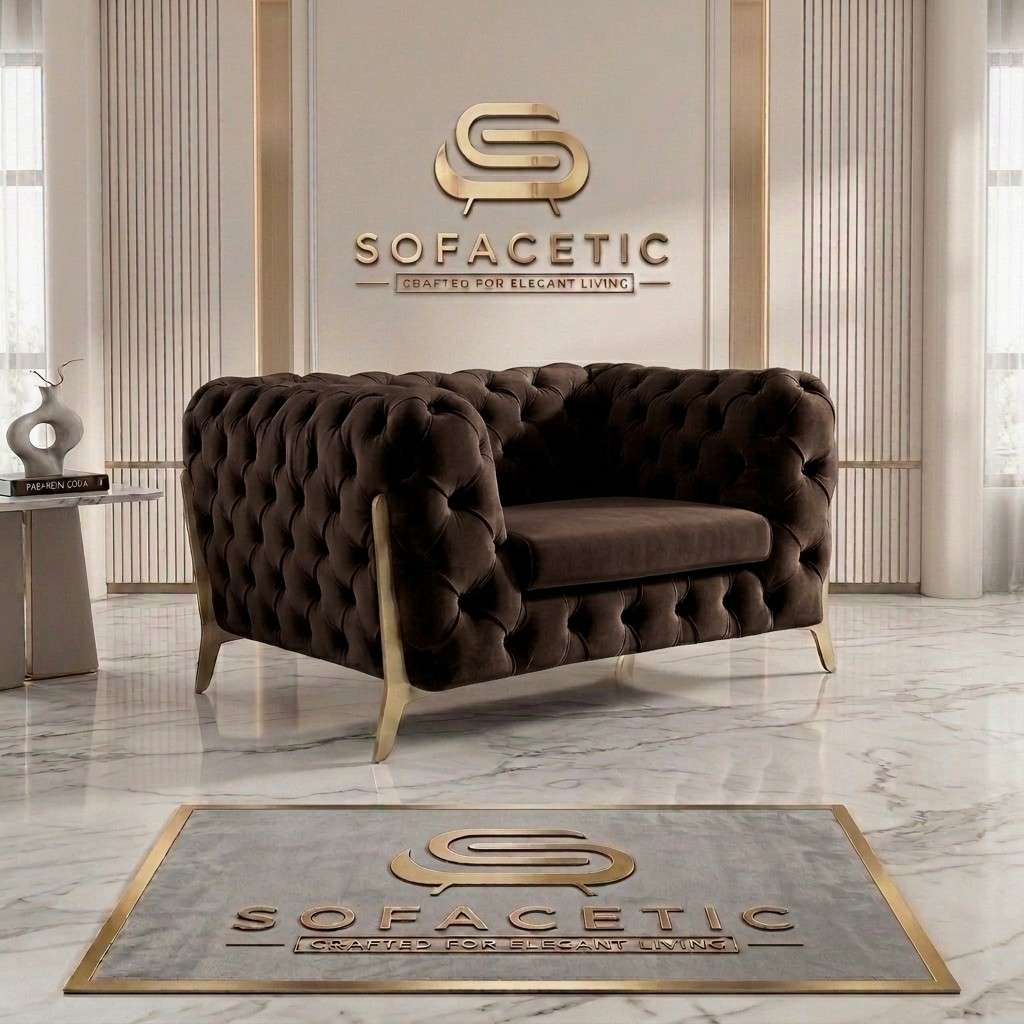 Italian Plush Velvet Fabric Chesterfield Sofa Set