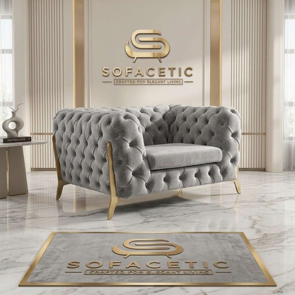 Italian Plush Velvet Fabric Chesterfield Sofa Set