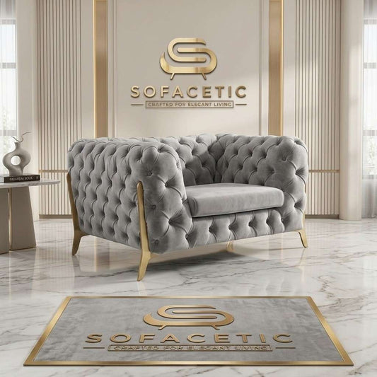 Italian Plush Velvet Fabric Chesterfield Sofa Set