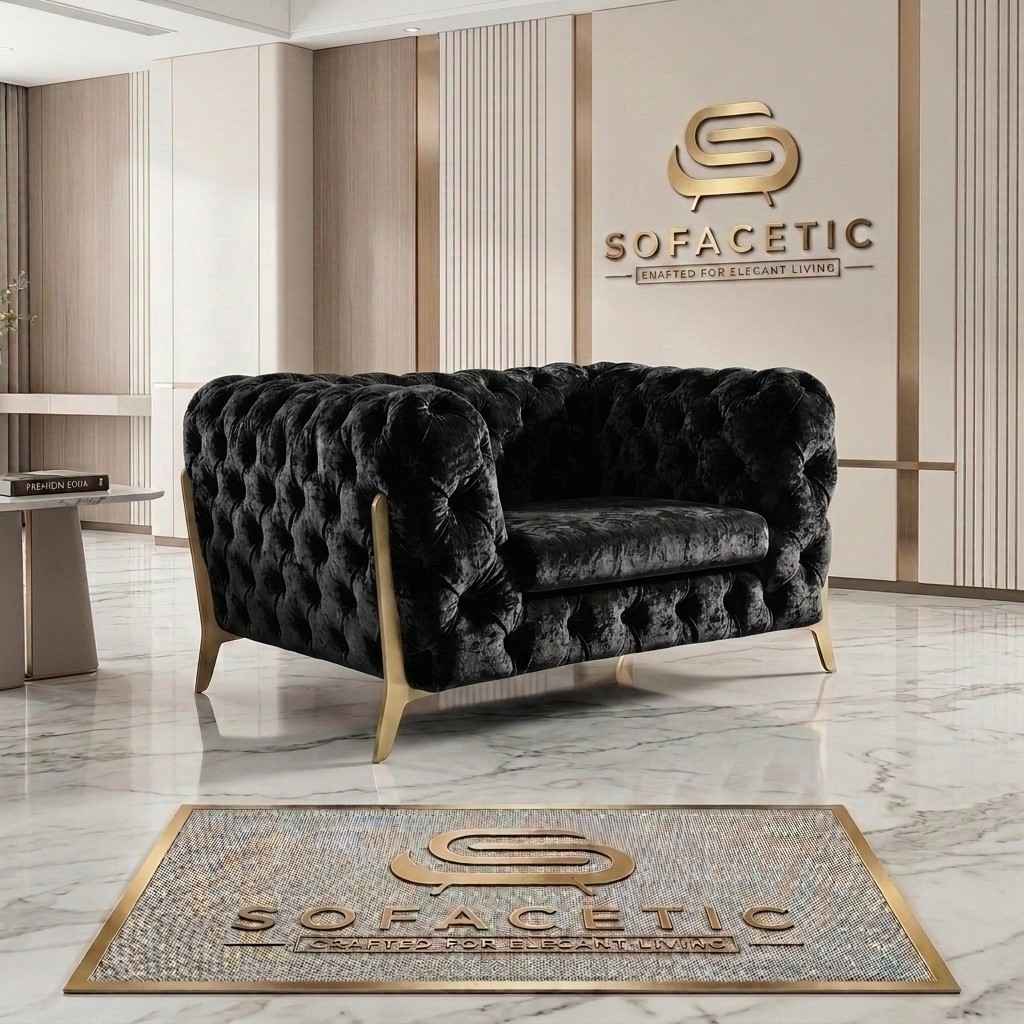 Italian Crush Velvet Fabric Chesterfield Sofa Set