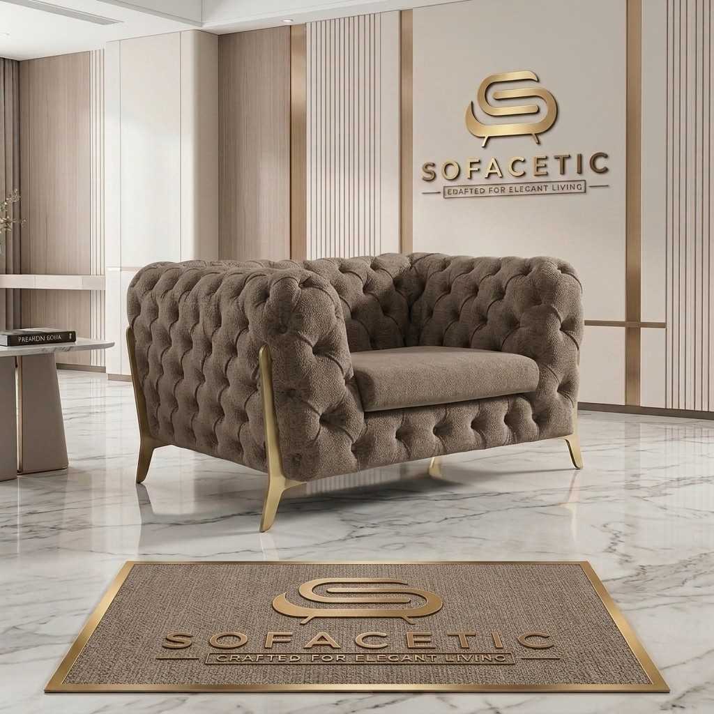 Italian Chenille Fabric Chesterfield Sofa Set