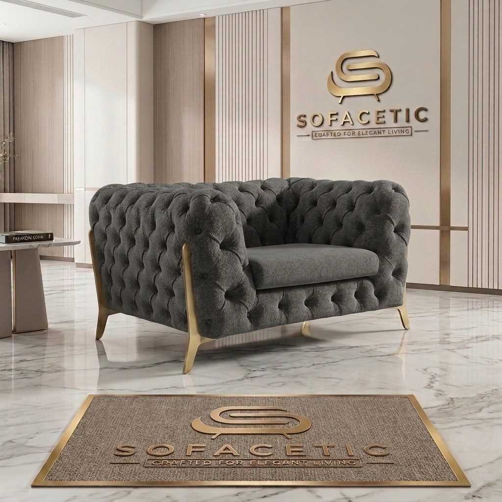 Italian Chenille Fabric Chesterfield Sofa Set