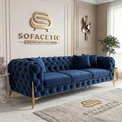 Italian Plush Velvet Fabric Chesterfield Sofa Set