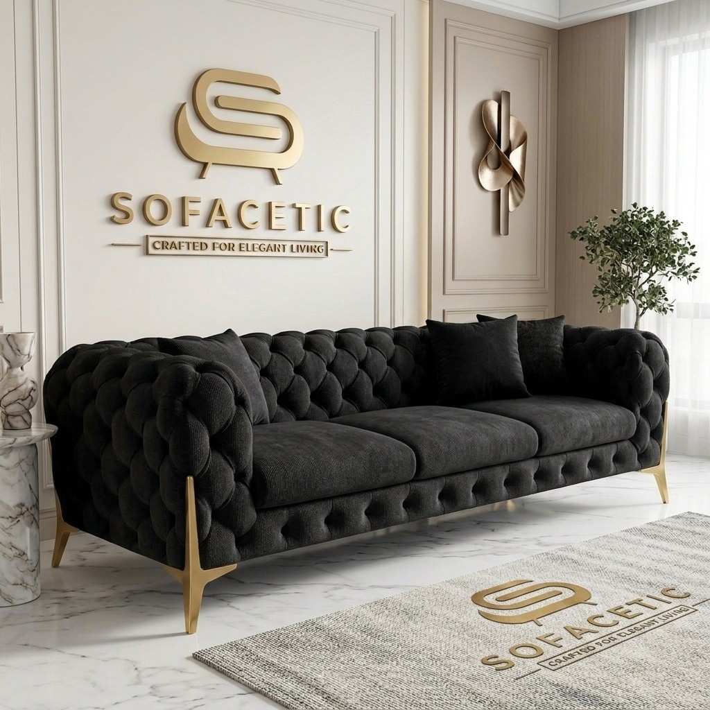Italian Chenille Fabric Chesterfield Sofa Set