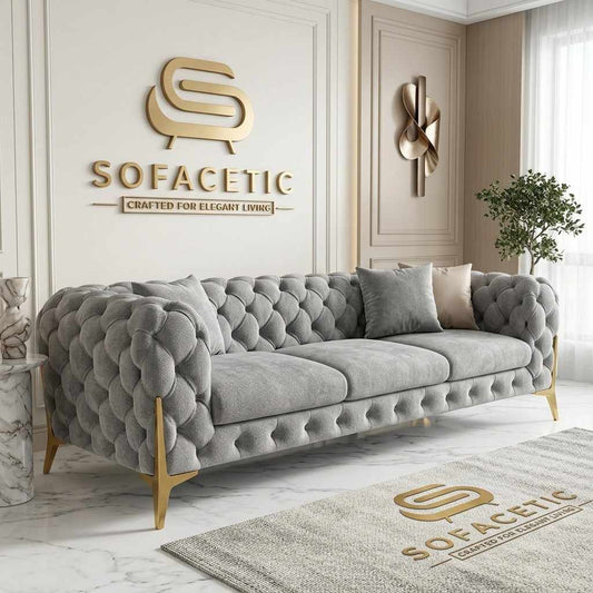 Italian Chenille Fabric Chesterfield Sofa Set