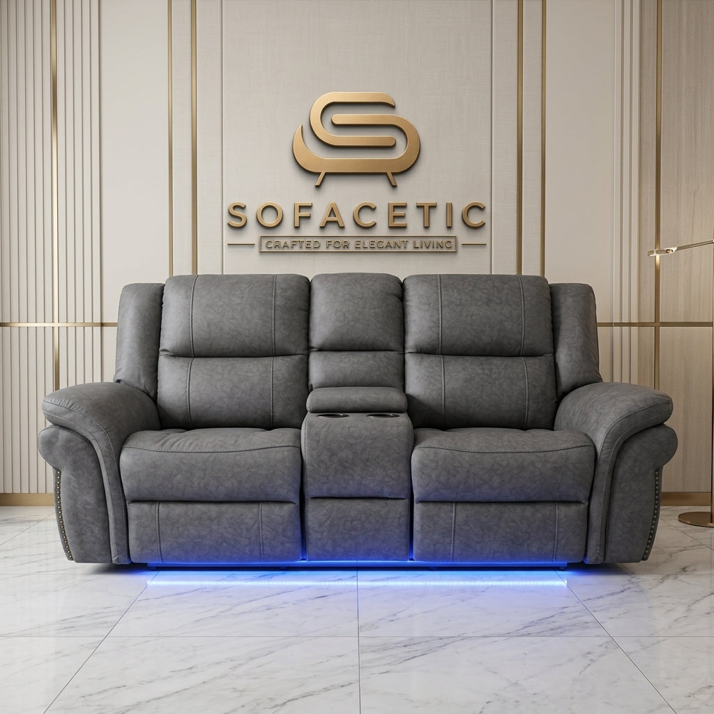 Berlin Fabric Recliner Sofa Grey Set