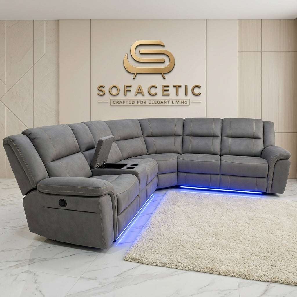Berlin Fabric Recliner Sofa Grey Set
