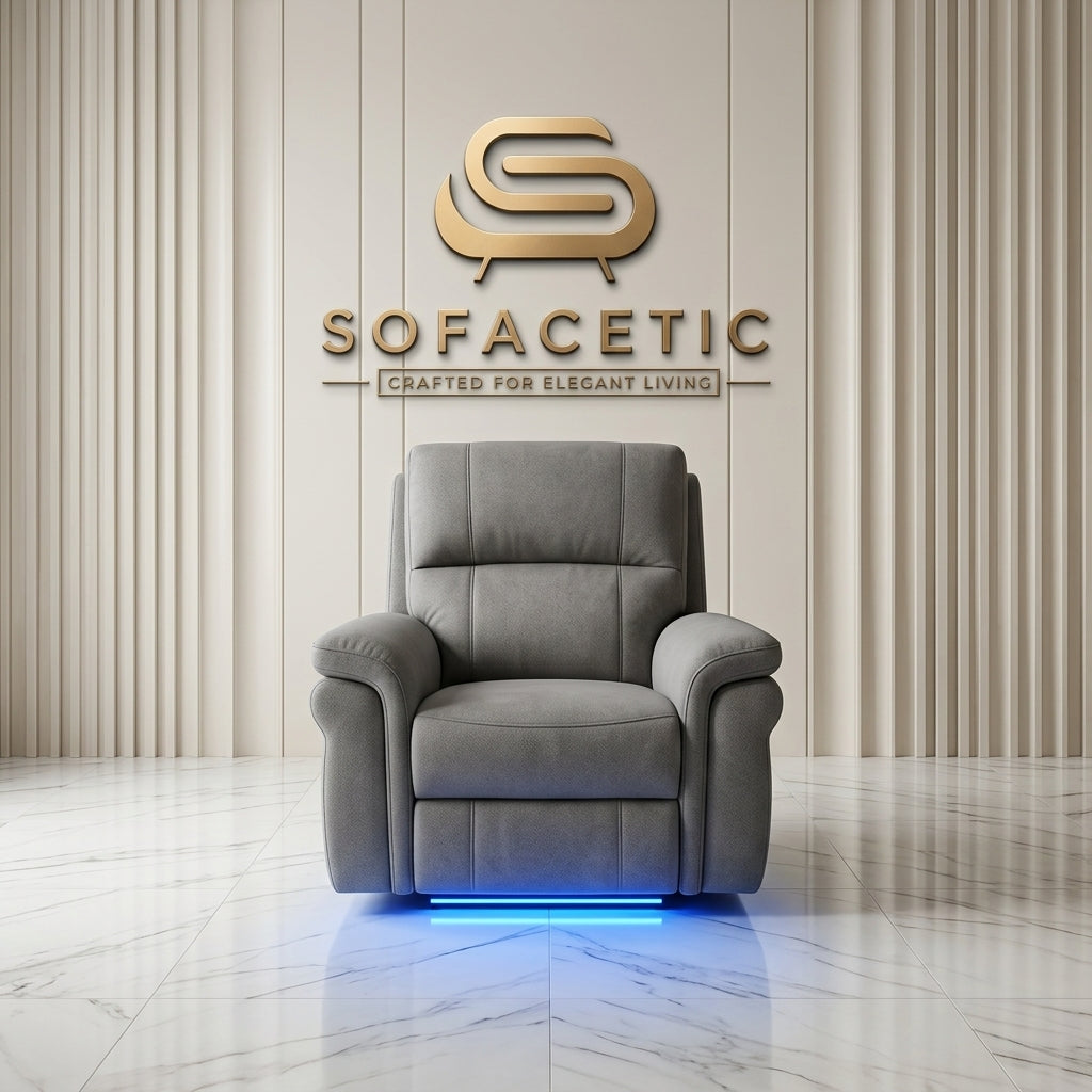 Berlin Fabric Recliner Sofa Grey Set