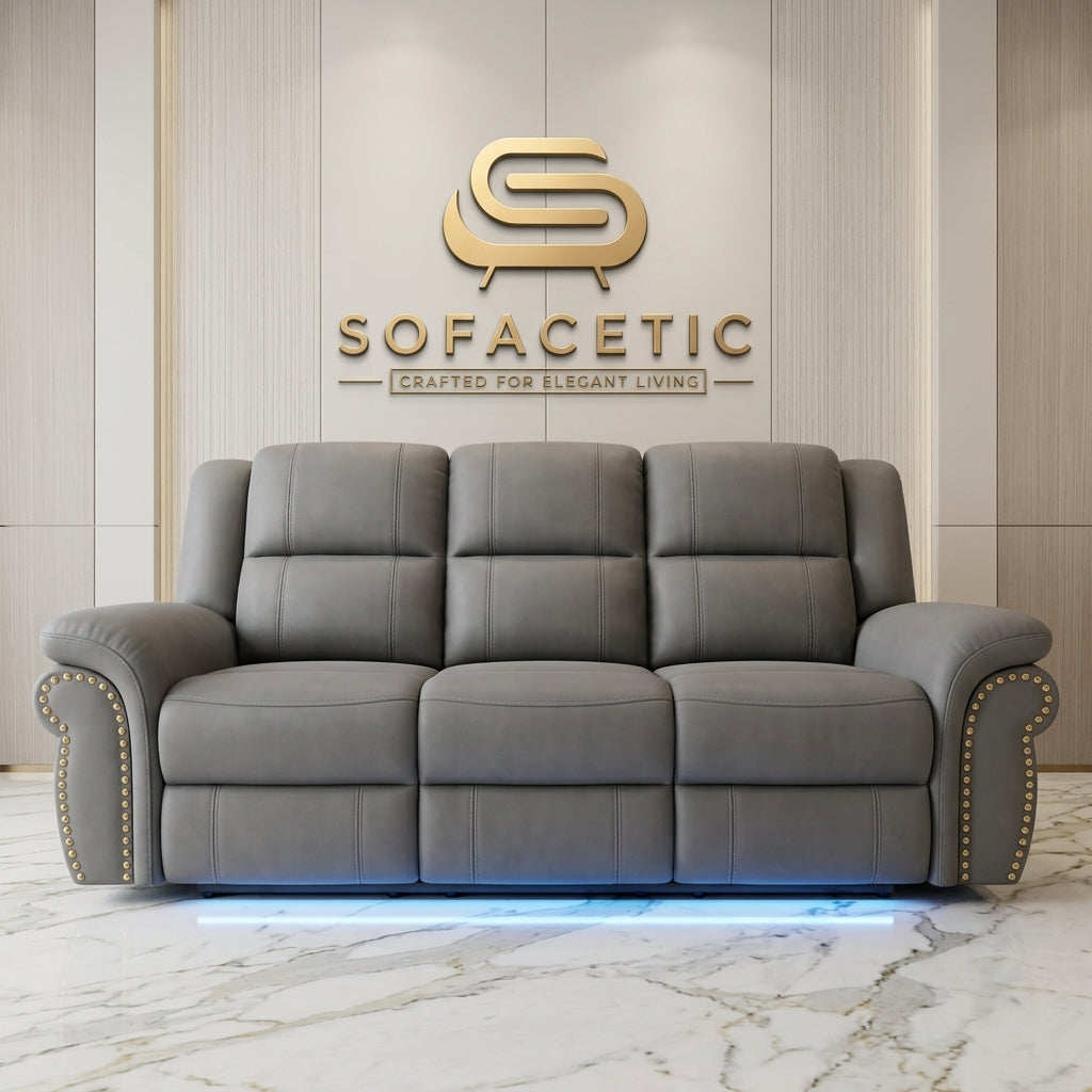 Berlin Fabric Recliner Sofa Grey Set