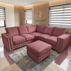 Lilly Plush Velvet Fabric Luxury Sofa Set