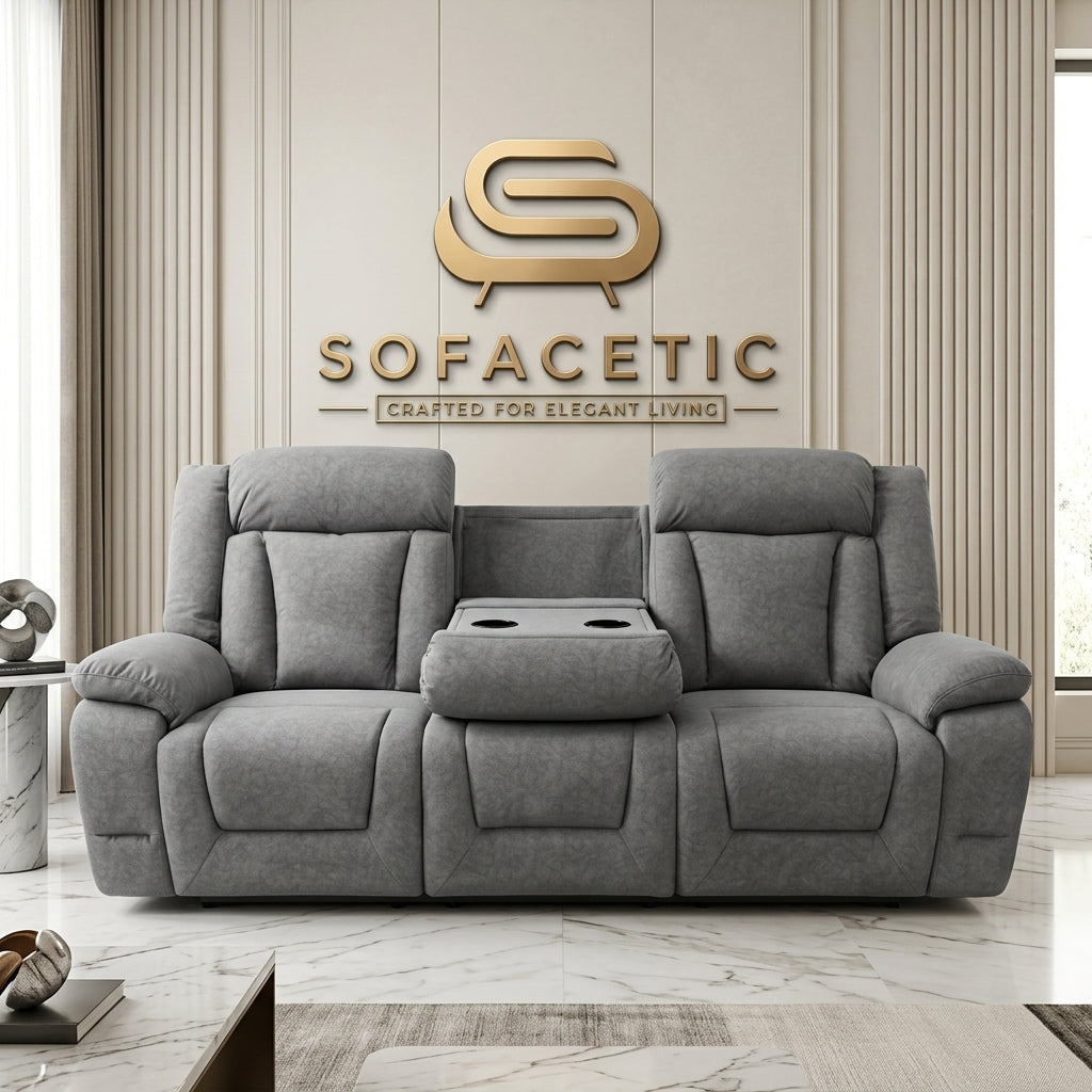 Buenos Fabric Suite Recliner Sofa Grey Set