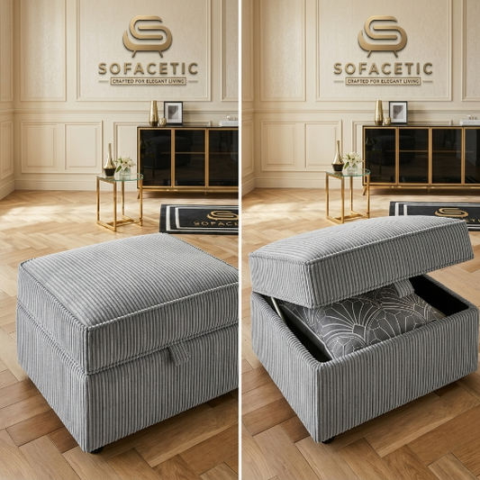 Storage Footstool in Jumbo Cord Fabric