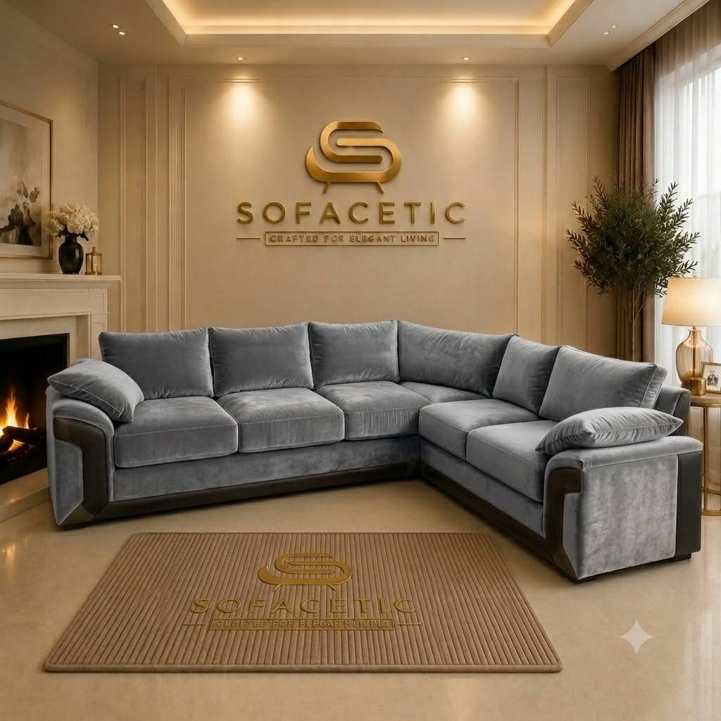 Dino Plush Velvet Modern Sofa Set