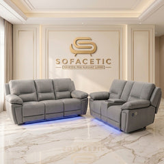 Sara Leather Suite Sofa Grey Set