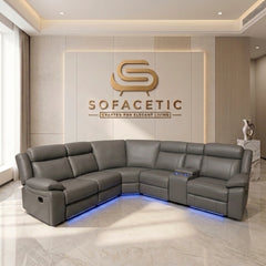 Sara Leather Suite Sofa Grey Set