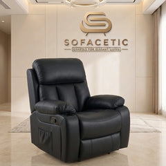Vancouver Leather Recliner Sofa Black Set