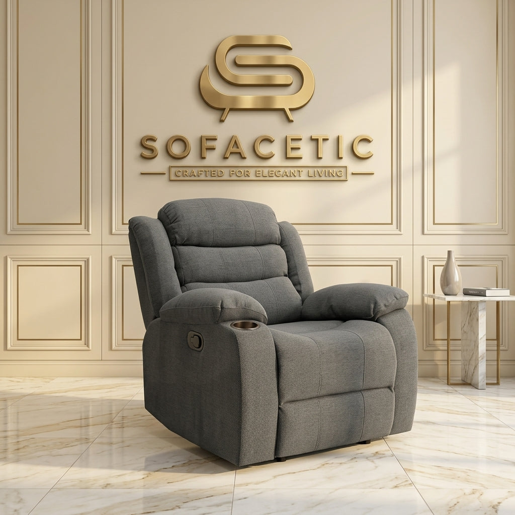 Sorrento Fabric Recliner Sofa Grey Set