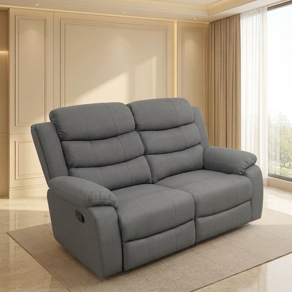 Sorrento Fabric Recliner Sofa Grey Set