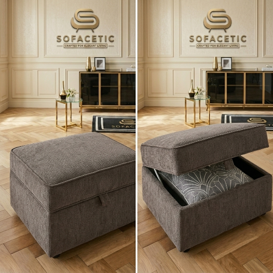 Storage Footstool in Chenille Fabric