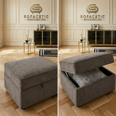 Storage Footstool in Chenille Fabric