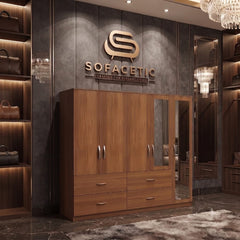 5 Door Walnut color Wardrobe