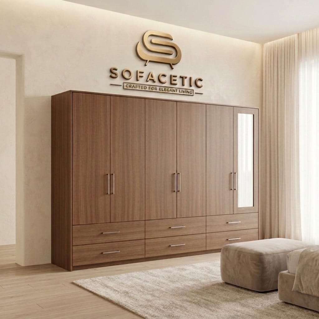 6 Door Walnut color Wardrobe