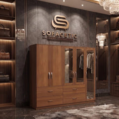 5 Door Walnut color Wardrobe