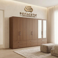 6 Door Walnut color Wardrobe