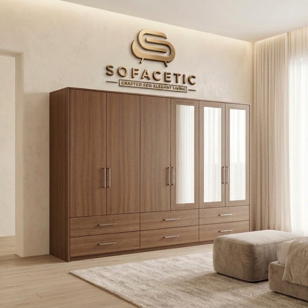 6 Door Walnut color Wardrobe