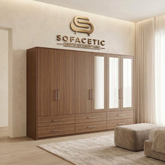 6 Door Walnut color Wardrobe