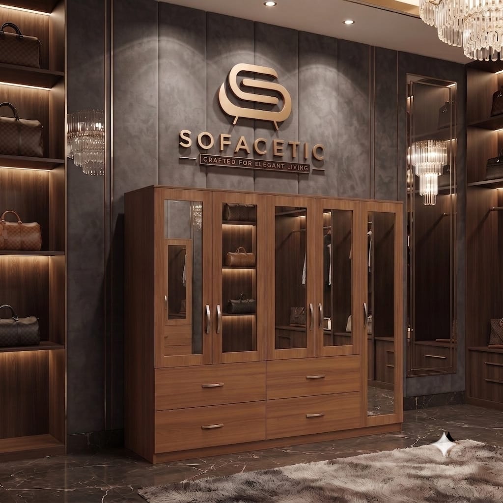 5 Door Walnut color Wardrobe