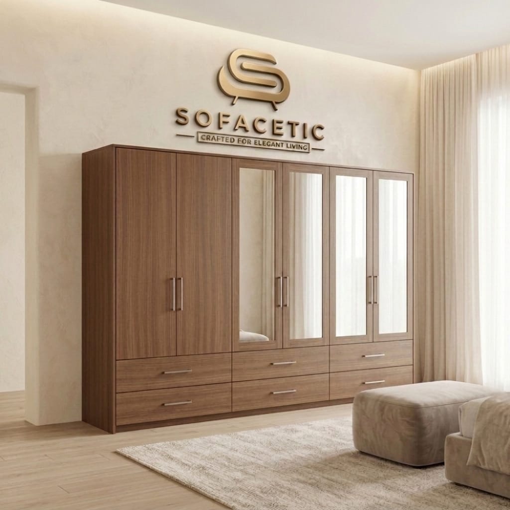 6 Door Walnut color Wardrobe