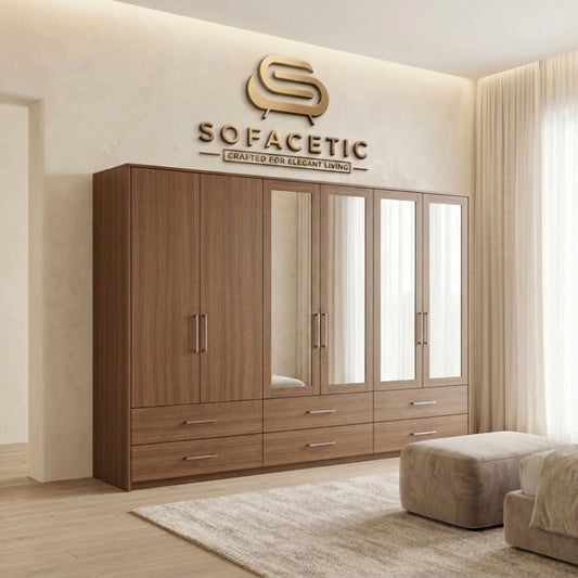 6 Door Walnut color Wardrobe