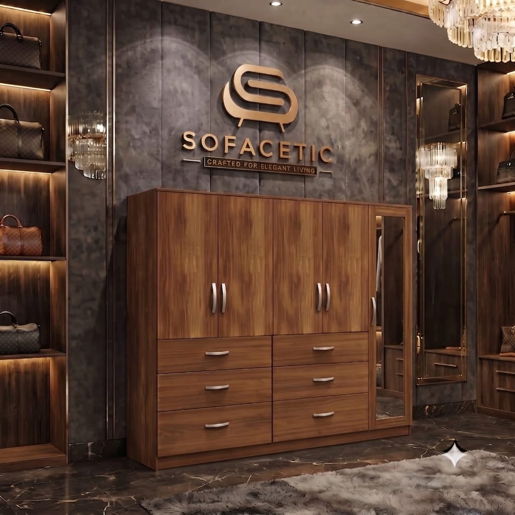 5 Door Walnut color Wardrobe
