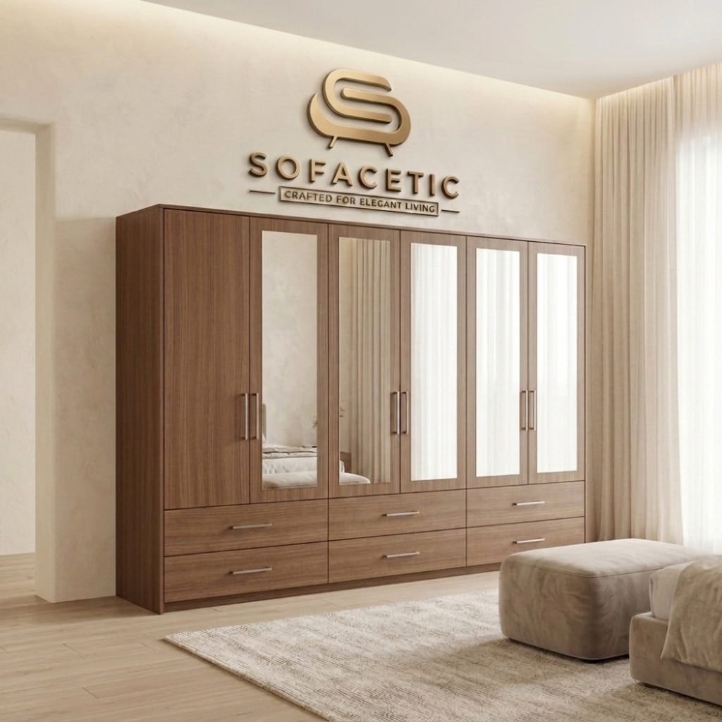 6 Door Walnut color Wardrobe